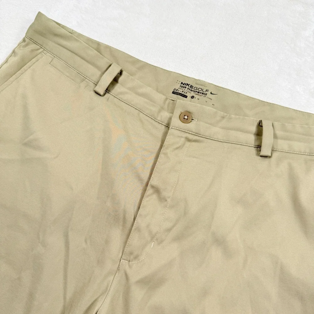 Nike Golf Tour Performance Dri-FIT Shorts Mens 38 Khaki Tan Stretch Athletic